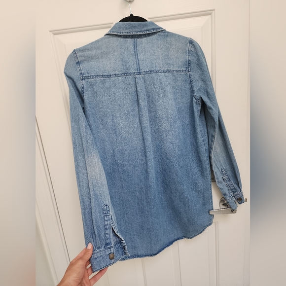 Noisy May Denim Snap Button Collared Shirt - Picture 2 of 4